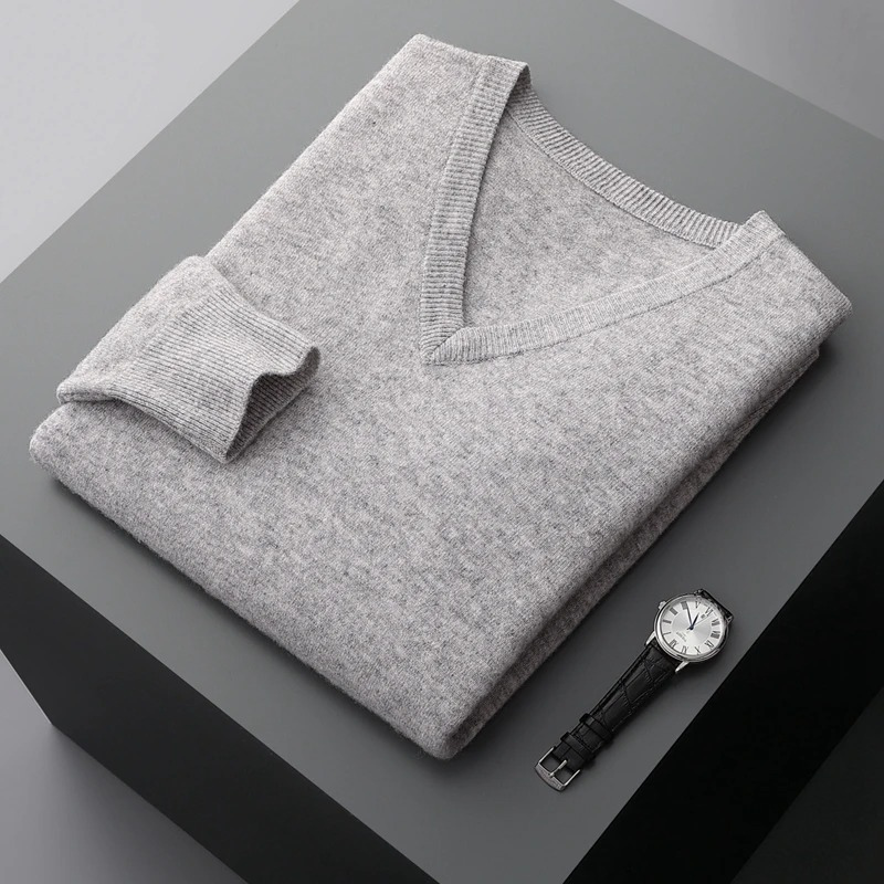 Drune Herren Pullover V-Ausschnitt langarm Strick