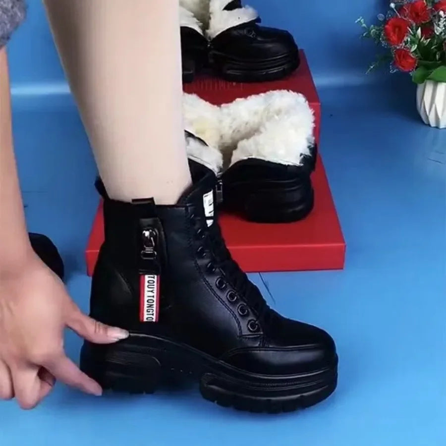Drune | Damen High Top Leder Martin Stiefel ( mit Futter Aus Fell )