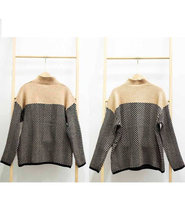 Drune | Retro Farbblock Halbturtleneck Pullover
