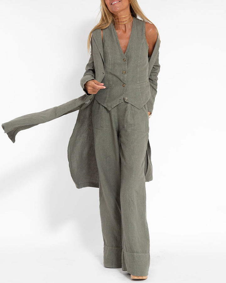 Drune | Damen Elegantes 2-teiliges Leinenset