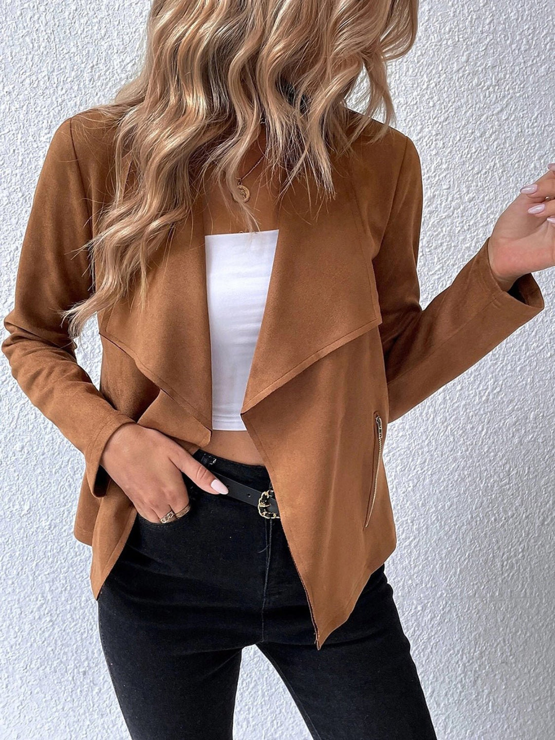 Drune | Kunstlederjacke - Leicht & Schick - Offenes Vorderdesign - Vielseitige Schicht