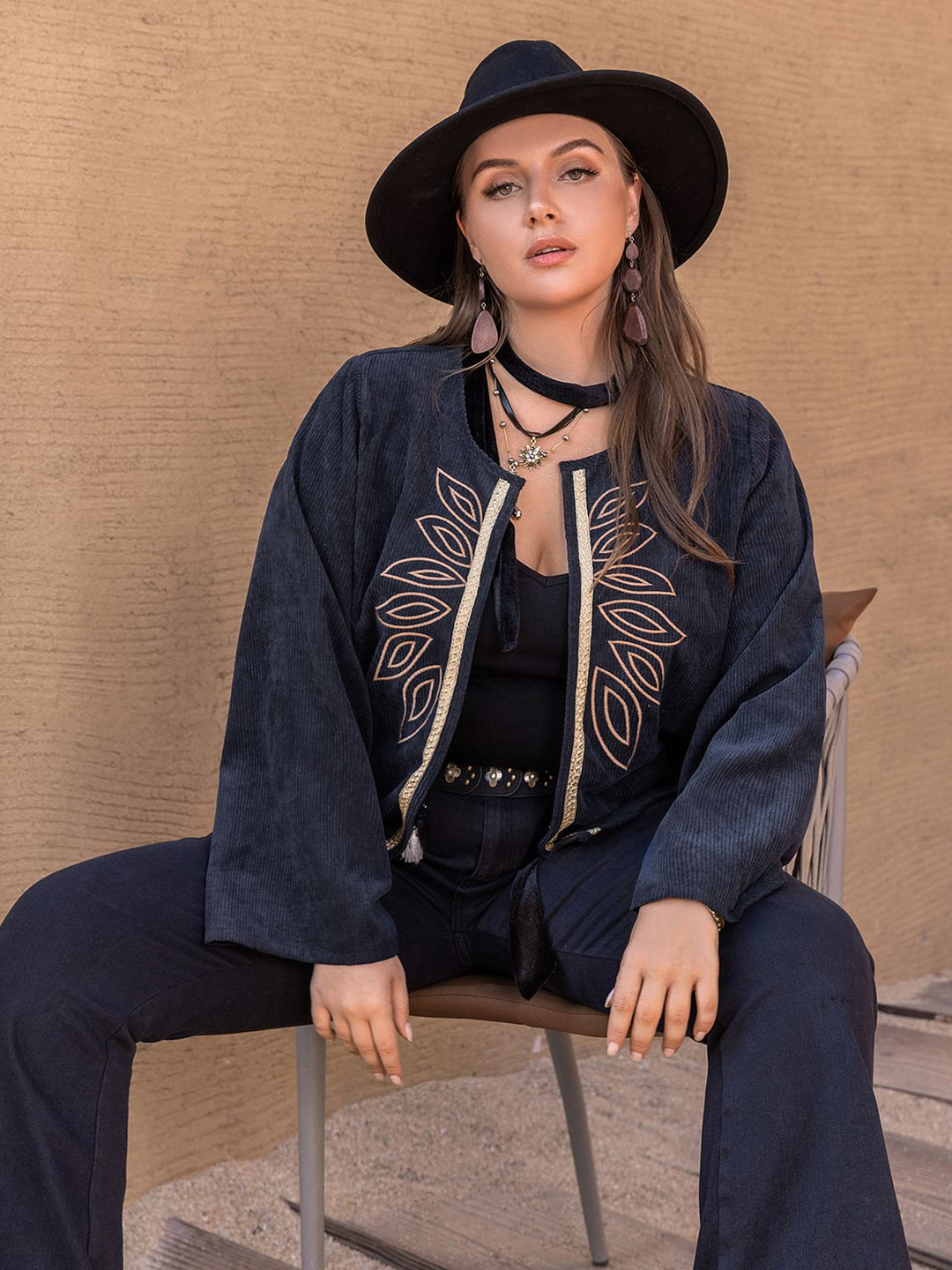 Drune | Bestickte Jeansjacke - Weite Ärmel - Premium Baumwollmischung - Festival-inspirierte Oberbekleidung