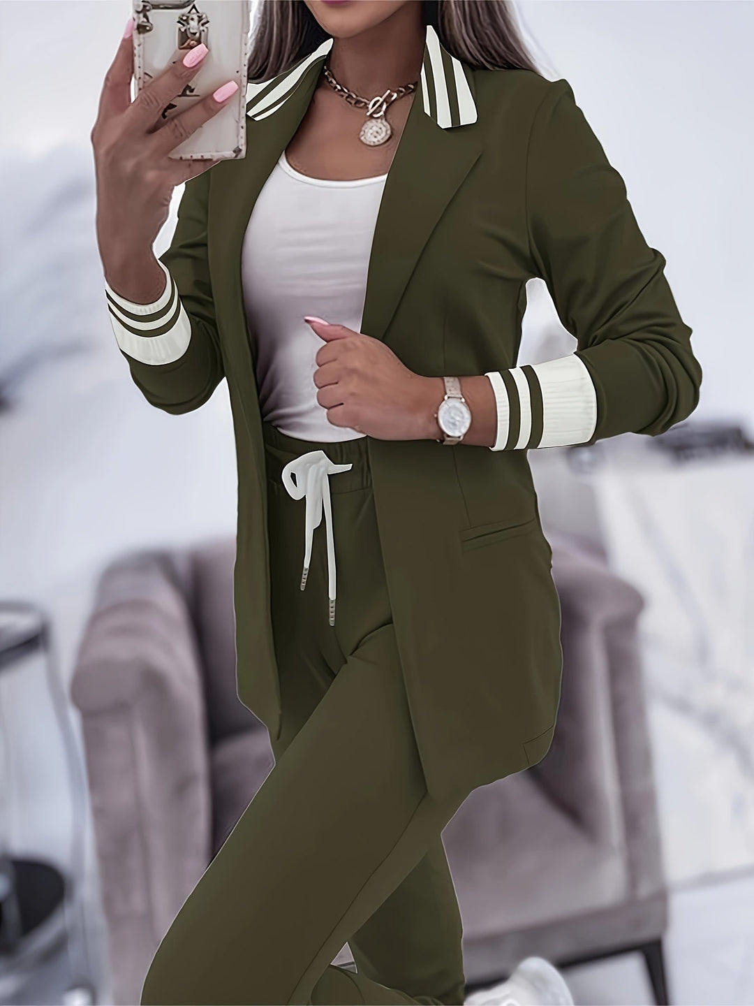 Drune | Slim Hosen Und Blazer Outfit Set Für Damen - Perfekt Für Lässige Tage