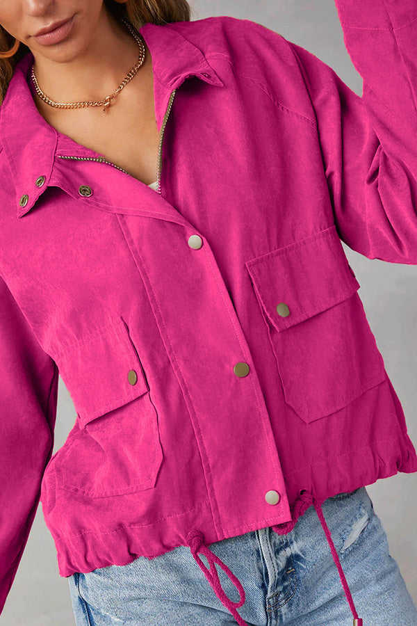 Drune | kariert Revers Mehrknopf-Zwei-Taschen-Midi-Jacke