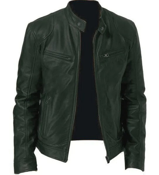 Drune | Casual Jacke aus veganem Leder ohne Kapuze für Männer - Geeignet für jeden Anlass