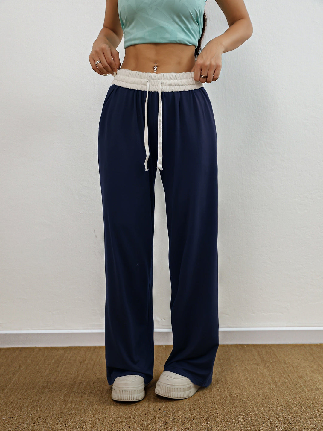 Drune | Hohe Stretch Farbkombination Trainingshose Mit Taschen