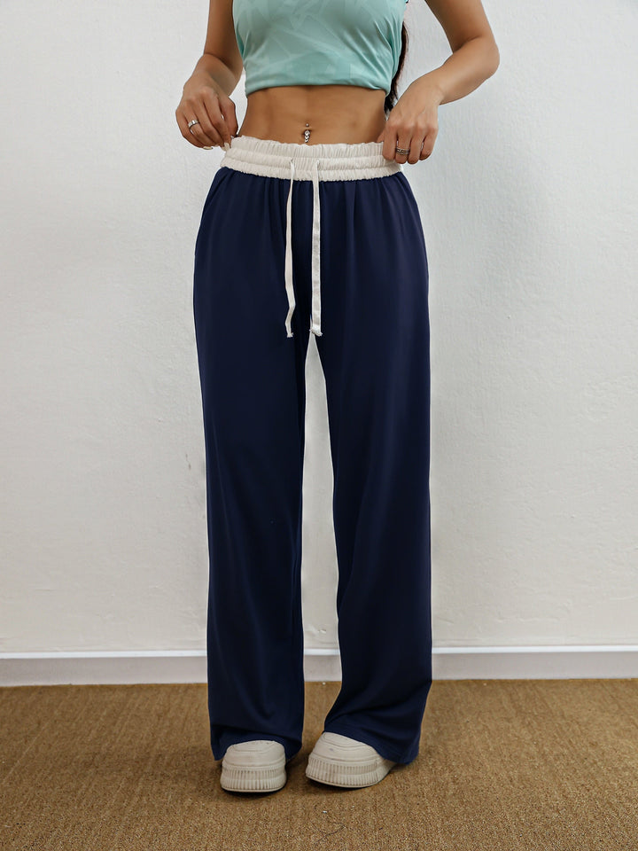 Drune | Hohe Stretch Farbkombination Trainingshose Mit Taschen