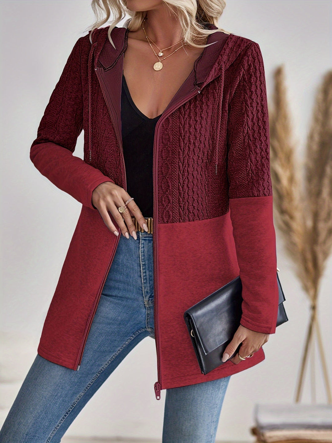 Drune | Damen Kapuzen Sweatshirt mit Reißverschluss