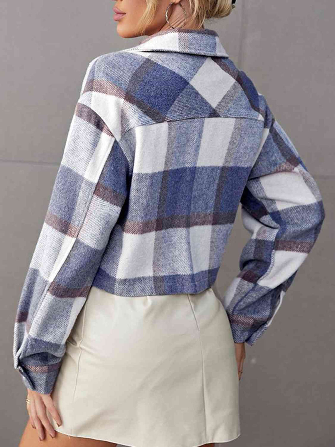 Drune | Karierte Kragenknopf Jacke