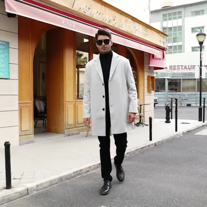 Drune | Mittellanger Knopf-Runter Trenchcoat Für Herren - Perfekt für Drune | Days