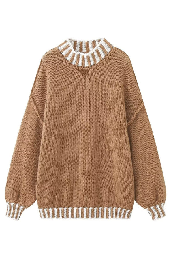 Drune | Cozy roll-neck sweater with color block pattern