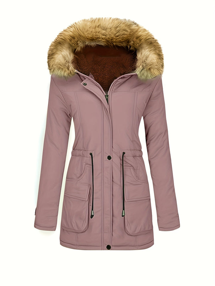 Drune | Fleece-Parka-Winterjacke mit veganer Fell-Kapuze für Damen - Perfekt für Outdoor-Aktivitäten