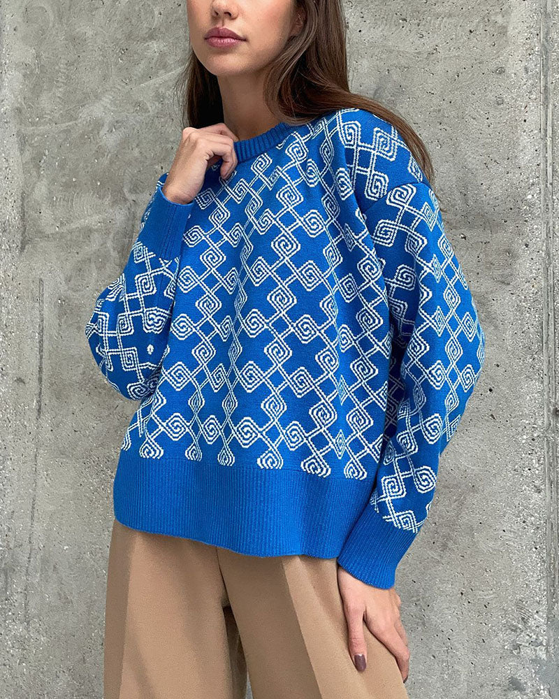 Drune | Muster Strickpullover Weich und Trendy Statement-look