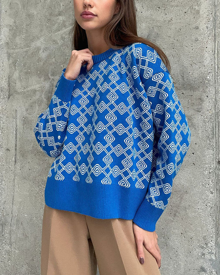 Drune | Muster Strickpullover Weich und Trendy Statement-look