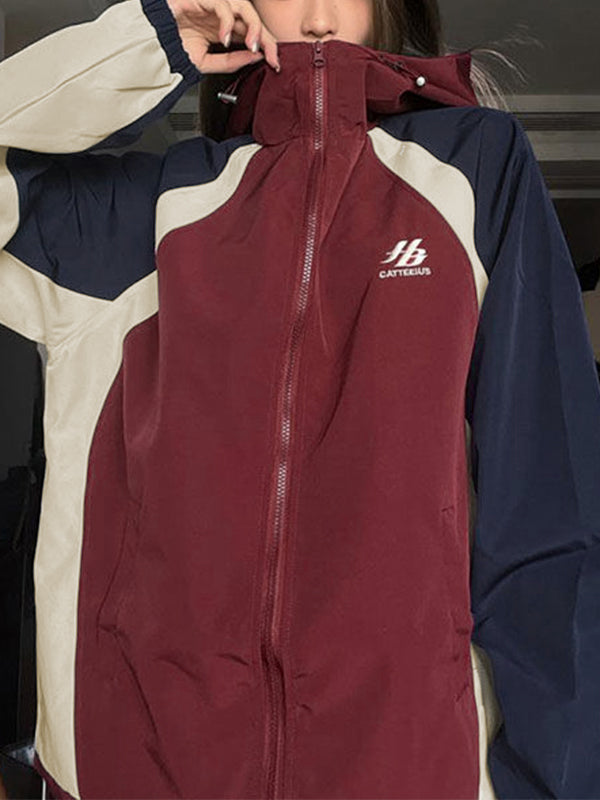 Drune | Rote und Blaue Outdoor Block Splice Jacke