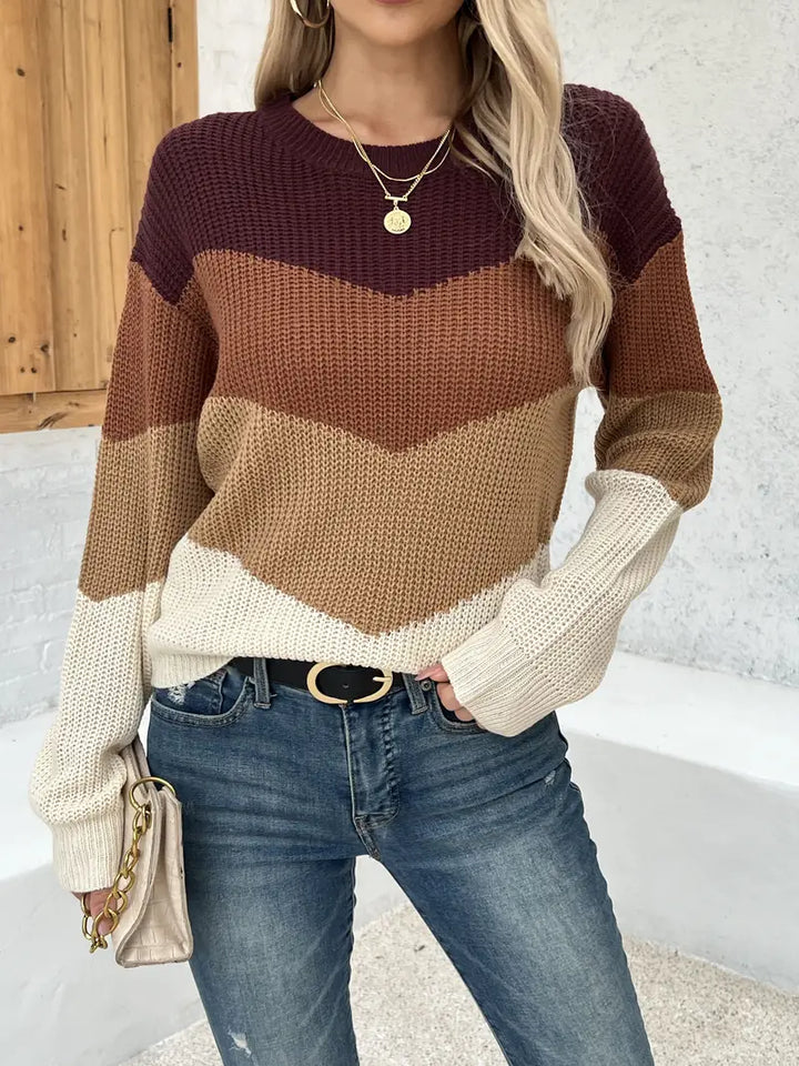 Drune | Farbblock Rundhals Pullover Mit Weichem Stoff