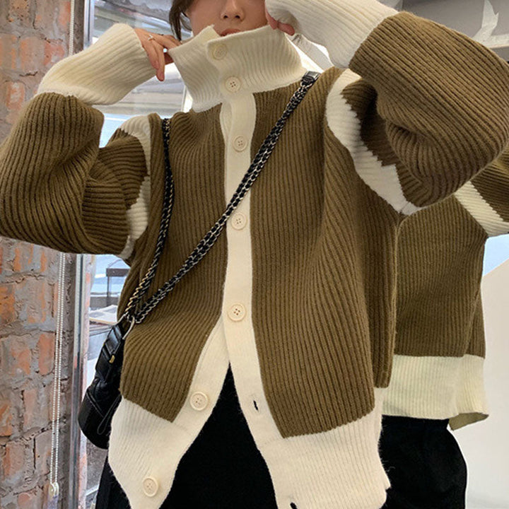 Drune | Kontrast Strickcardigan Weich und Warm Moderner Stil