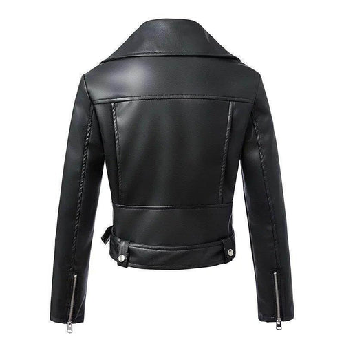 Drune | Damen Kunstleder Bikerjacke mit Gürtel