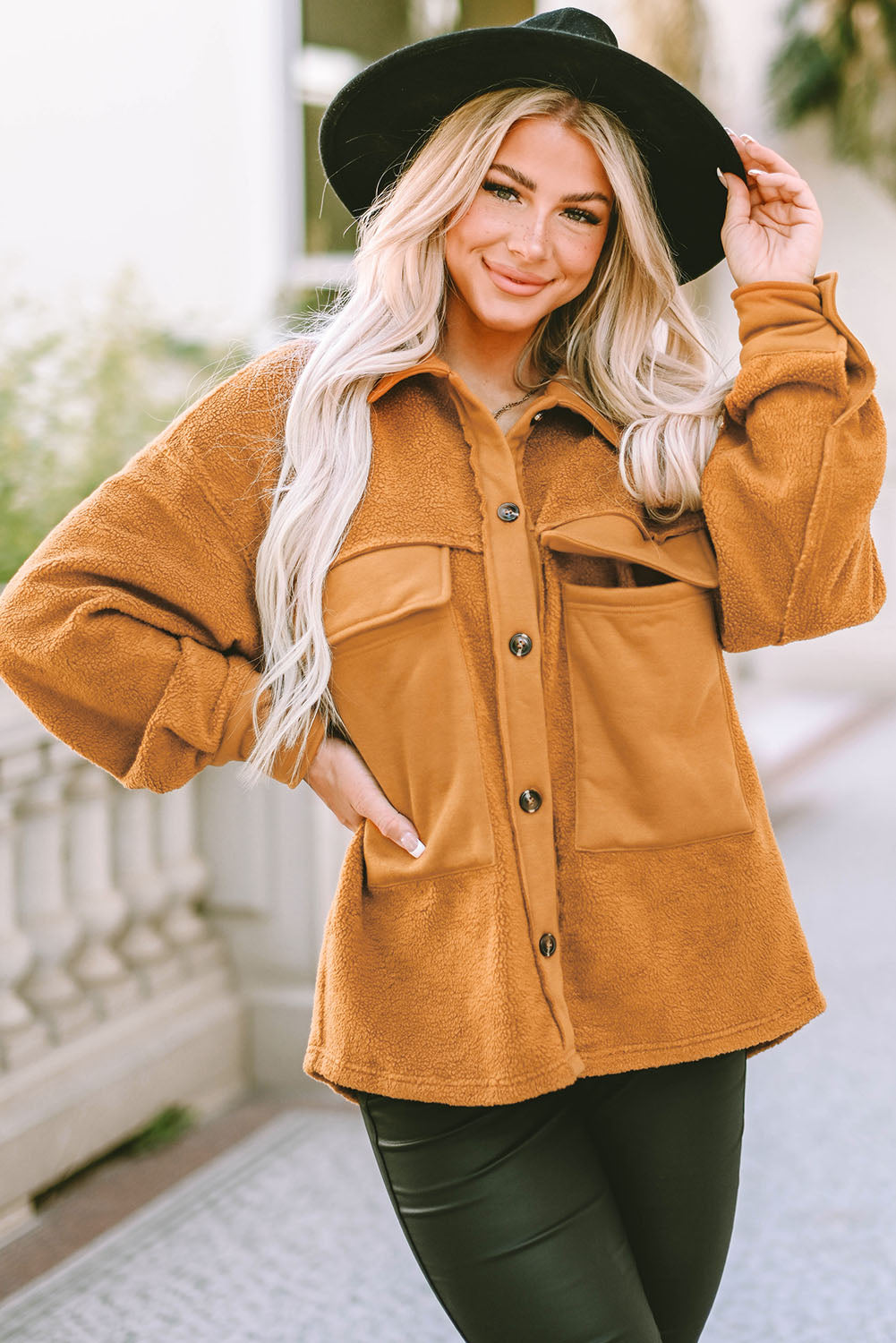 Drune | Weiche Teddyjacke mit Großen Taschen Polyester Warm und Modern