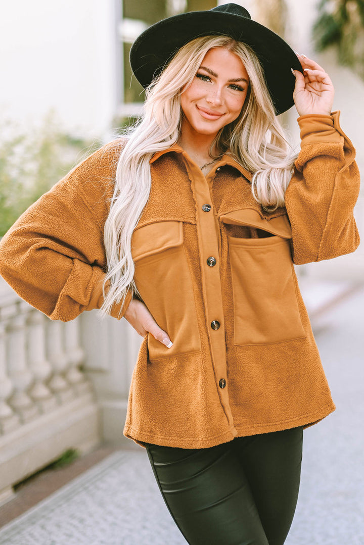 Drune | Weiche Teddyjacke mit Großen Taschen Polyester Warm und Modern