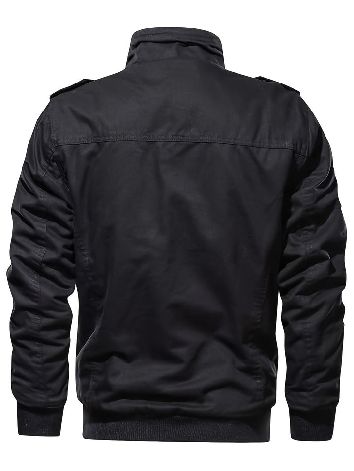 Drune | Langarm Reißverschluss Retro Stehkragen Winterjacke Für Herren - Perfekt für Freizeit
