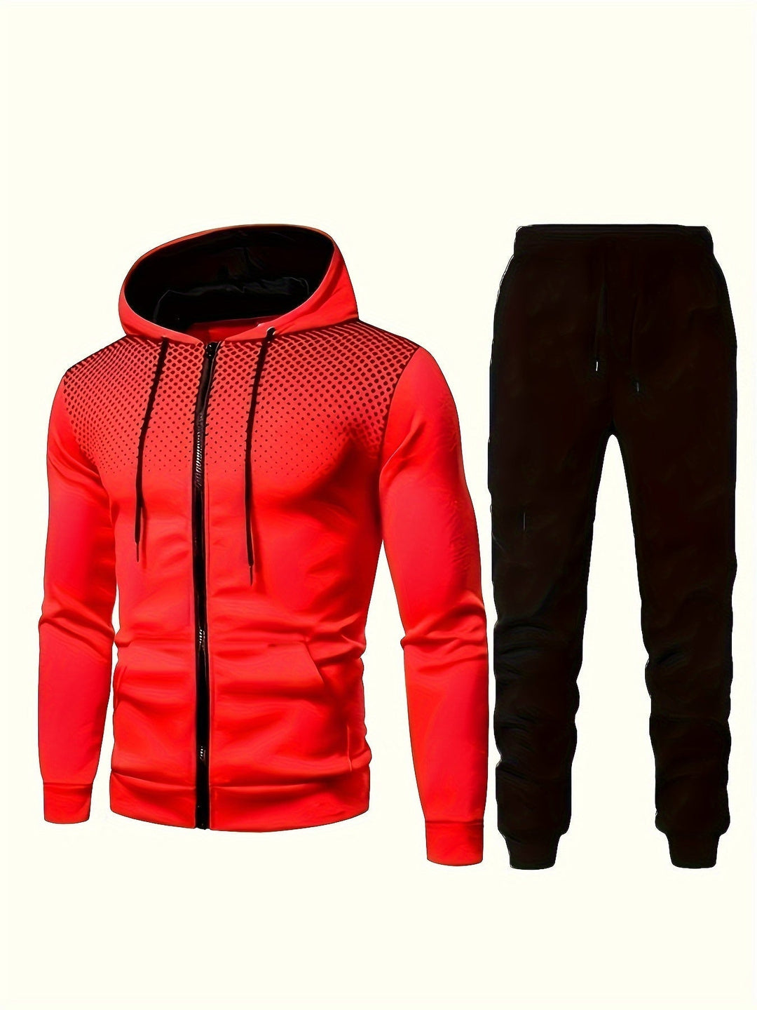 Drune | Fleece Sweatshirt Trainingsanzug Mit Kapuzen Langärmeliger Und Kordelzug Hose Für Herren - Perfekt für Freizeitaktivitäten
