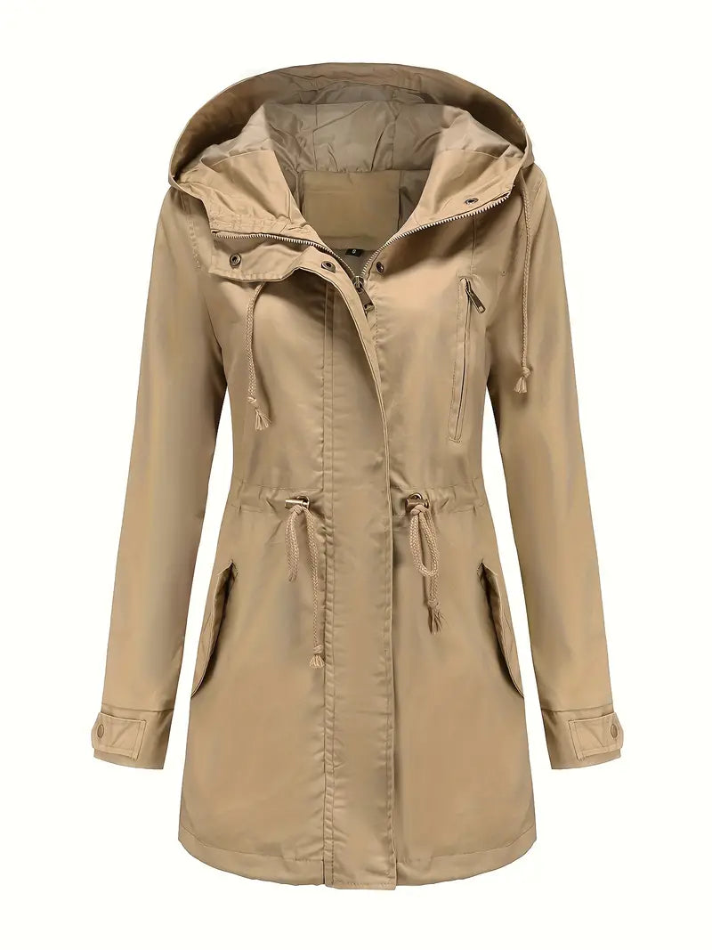 Drune | Damen Langarm Wasserdichter Trenchcoat Mit Kapuze