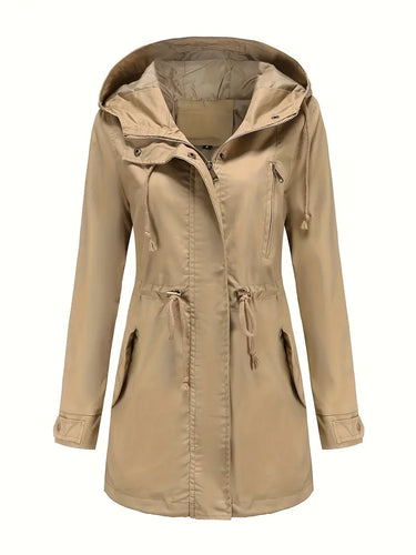 Drune | Damen Langarm Wasserdichter Trenchcoat Mit Kapuze