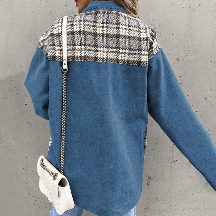 Drune | karierte Jacke mit klassischem Kragen und Knopfdetail