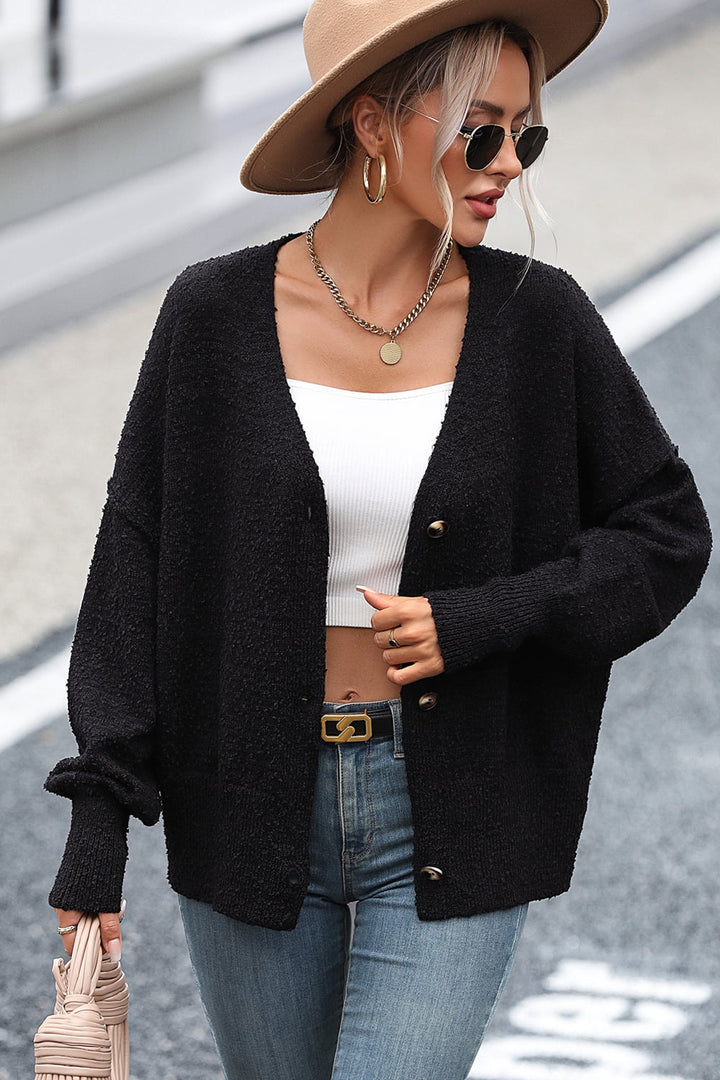 Drune | Knopfleiste Cardigan mit fallen Schultern