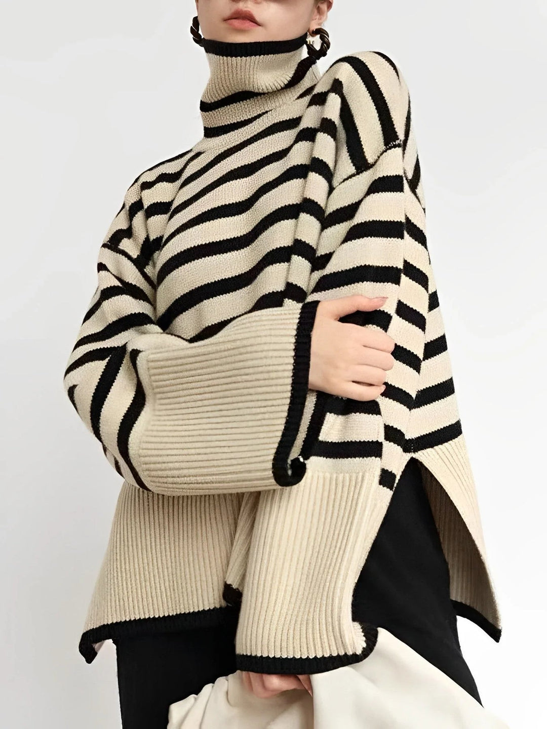 Drune | Oversize-Rollkragenpullover aus Baumwoll für Damen - Perfekt für Freizeit-Tage