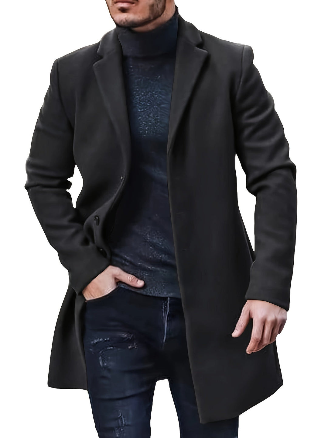 Drune | Elegante mittellange Winterjacke mit einfacher Knopfverschluss für Männer - Ideal für den Winter