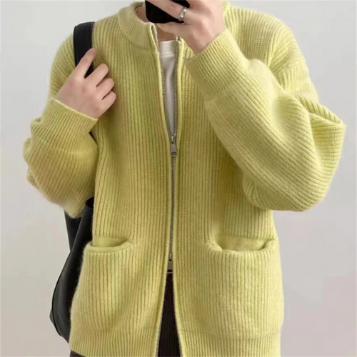 Drune | Elegant plus-size women's zip-up cardigan for comfort