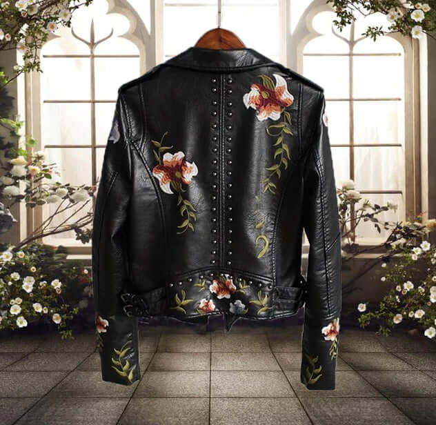 Drune | Damen Blumen PU Lederjacke