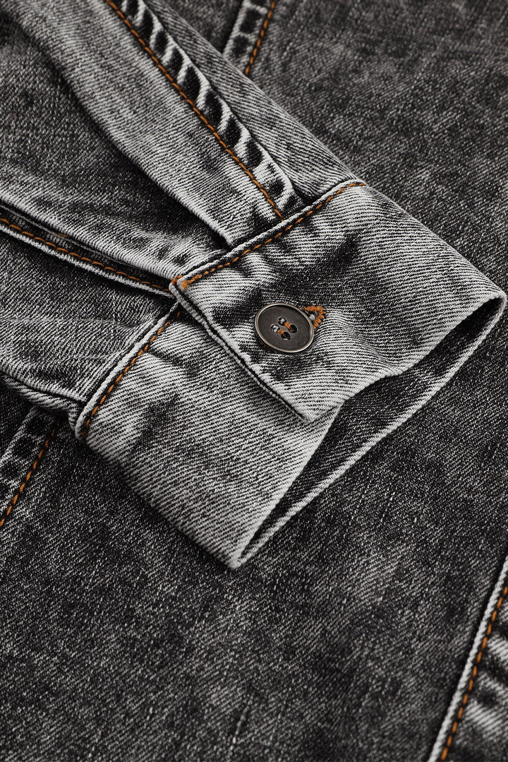 Drune | Denim-bluse mit Puffärmeln Baumwolle Klassischer und Eleganter Stil