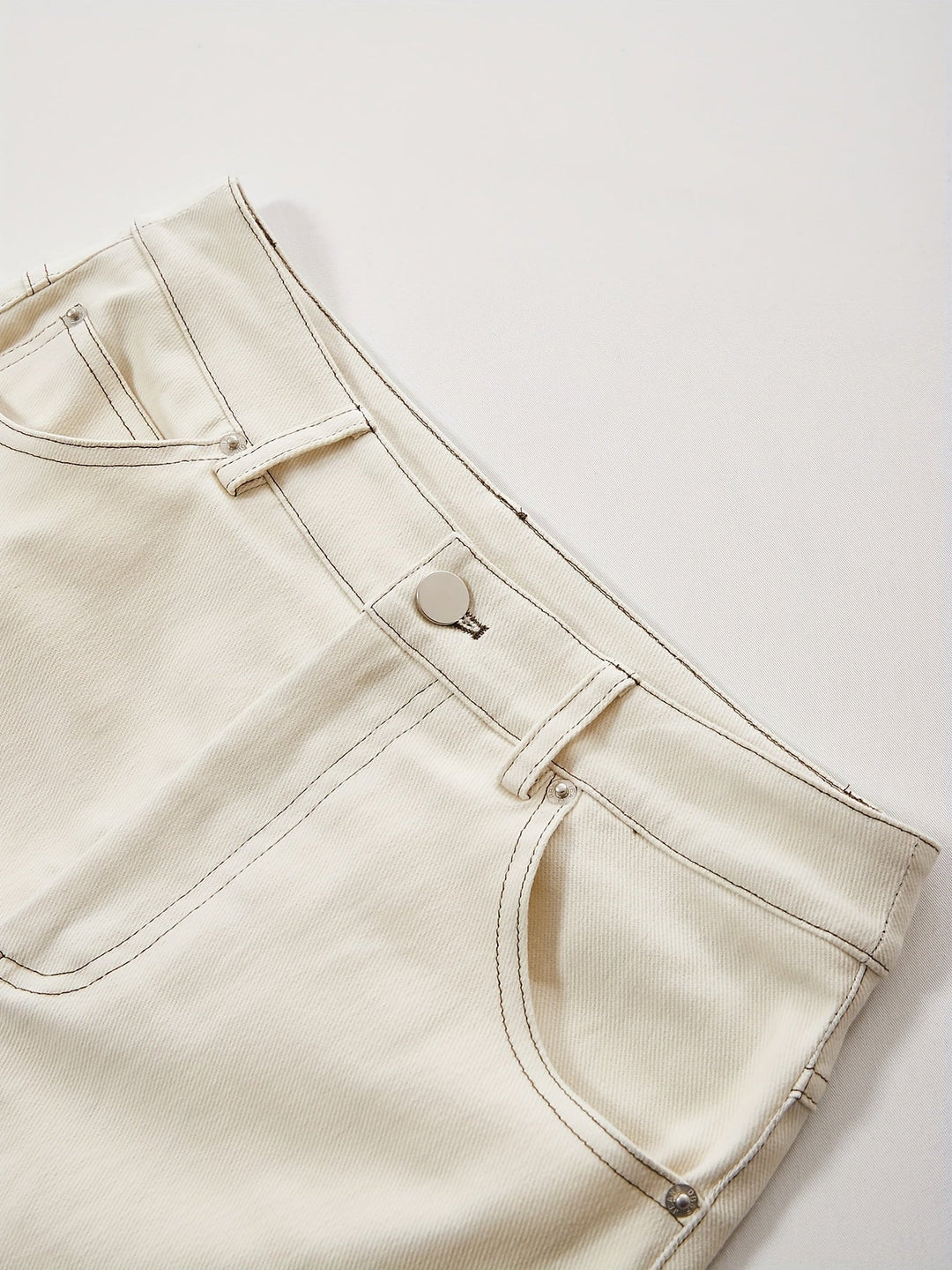 Drune | Einfarbiger Weißer Schlitz Hinten Lässig Maxi Denim Rock