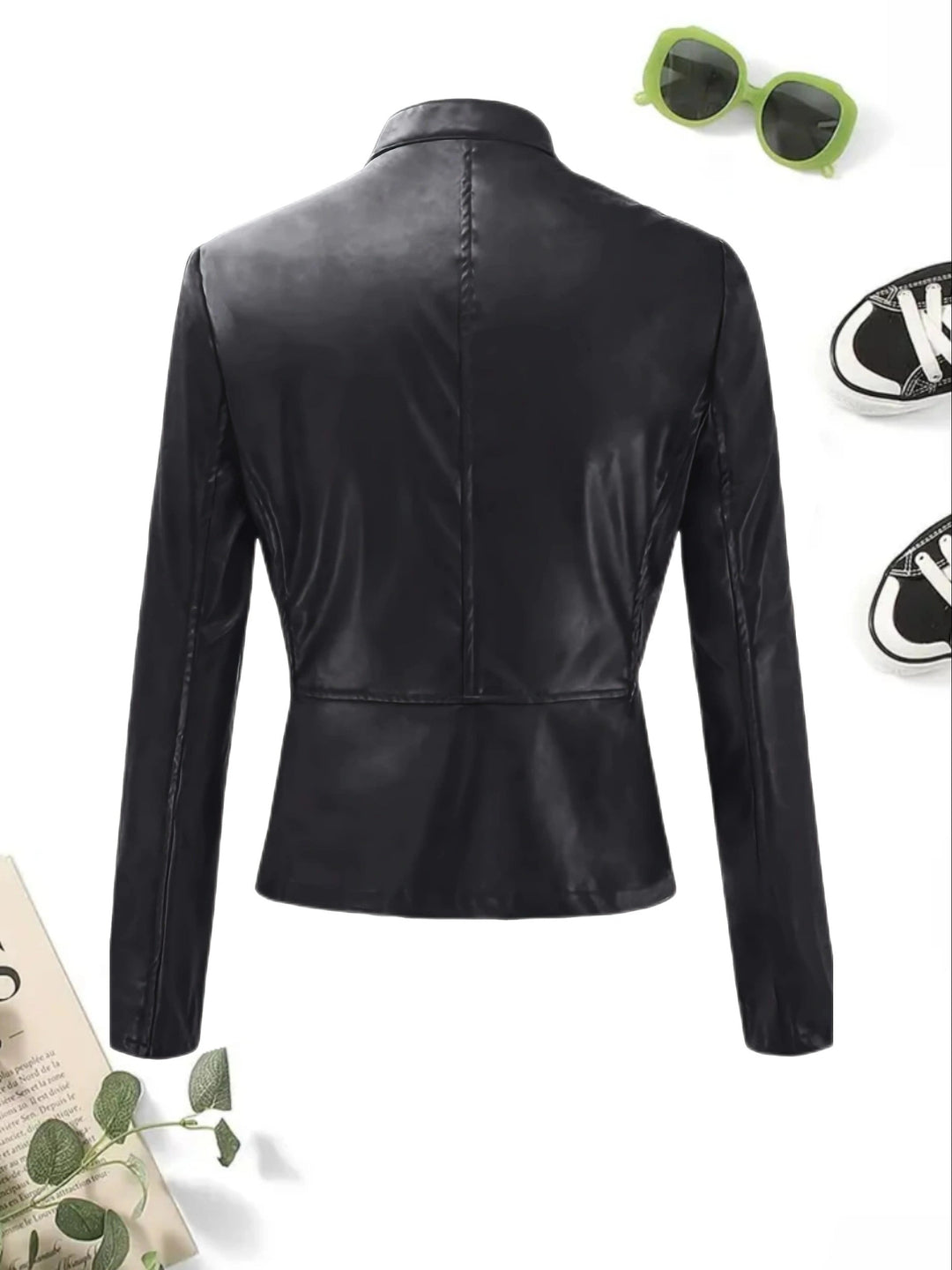 Drune | Reißverschluss Vorne Kunstleder Cropped Jacke