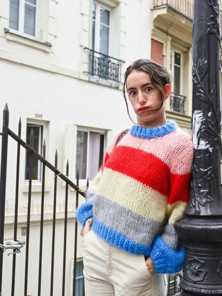 Drune | Colorful striped knit sweater for casually chic looks