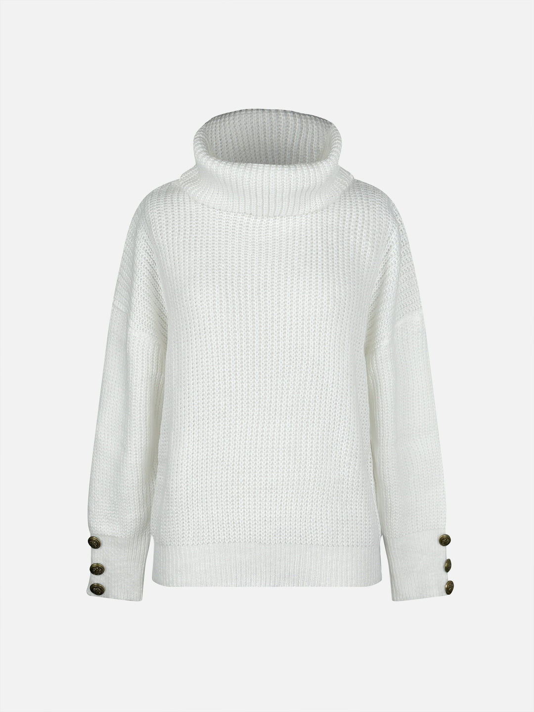 Drune | Rollkragenpullover Damen mit Knopfdekor