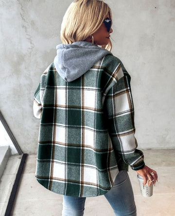 Drune | Cozy checked hoodie with drawstring for women