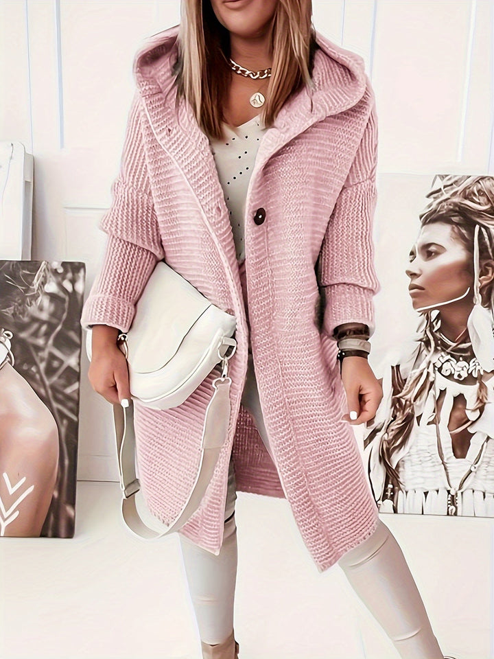 Drune | Knielanger Kapuzen Wolle Strickjacke Für Damen - Perfekt für lässige Tage