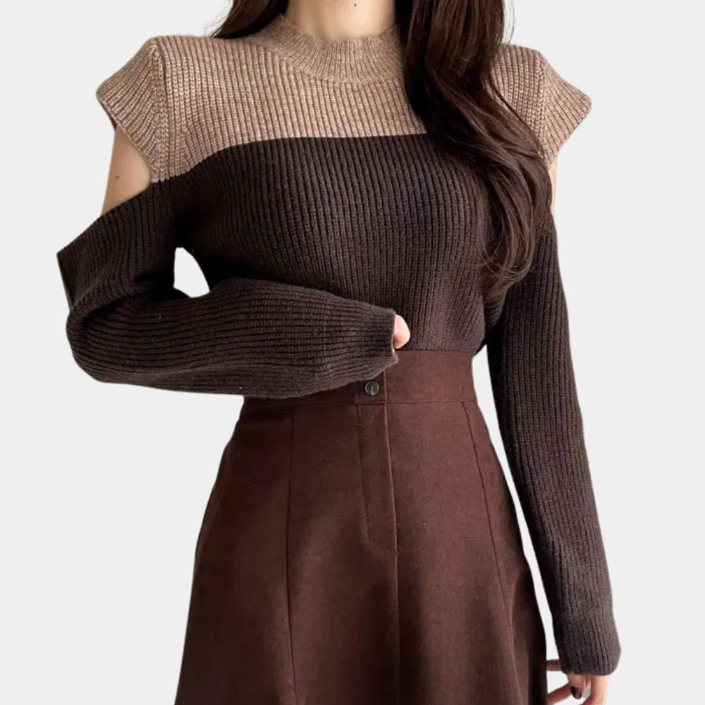 Drune | Two-tone knit sweater with cut-out sleeves