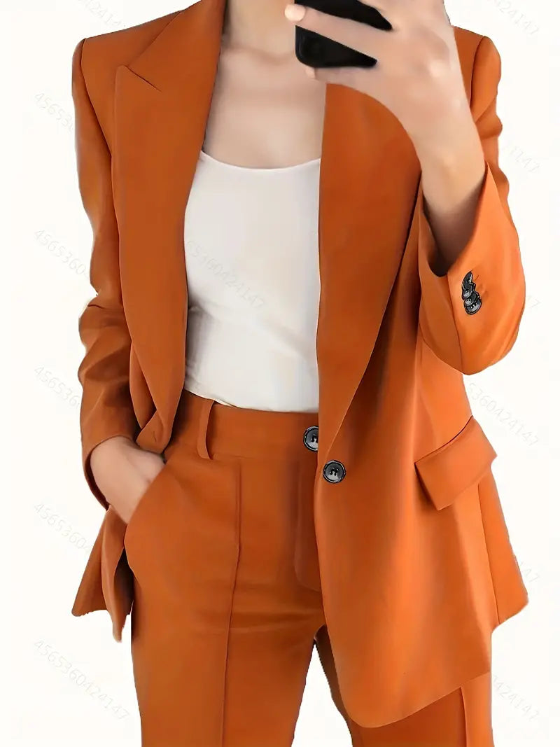 Drune | Blazer mit Revers und Erweiterte Hosen Set mit Knopfverschluss