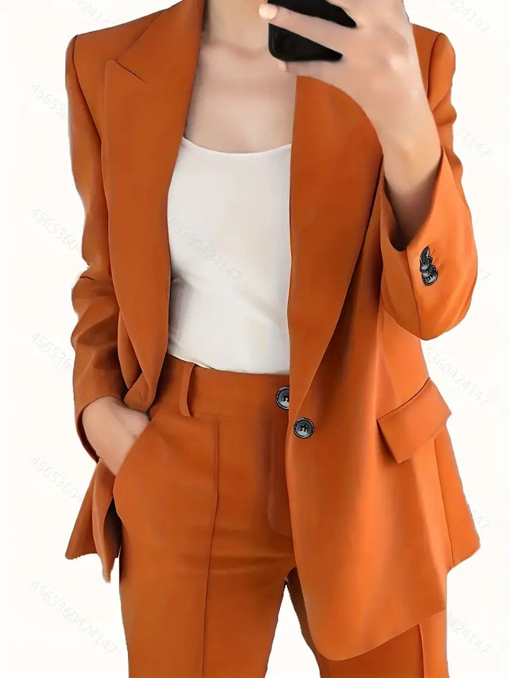 Drune | Blazer mit Revers und Erweiterte Hosen Set mit Knopfverschluss