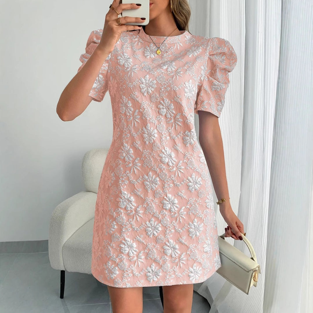 Drune | Jacquard-Kleid mit Blasenärmeln und Textur