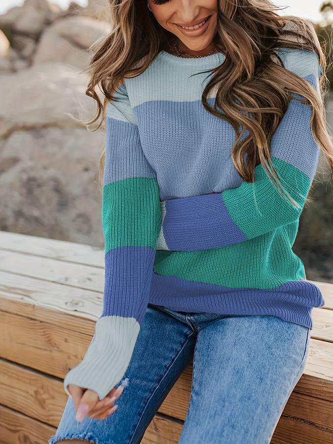 Drune | Stilvoll Gestreifter Strickpullover für Frauen