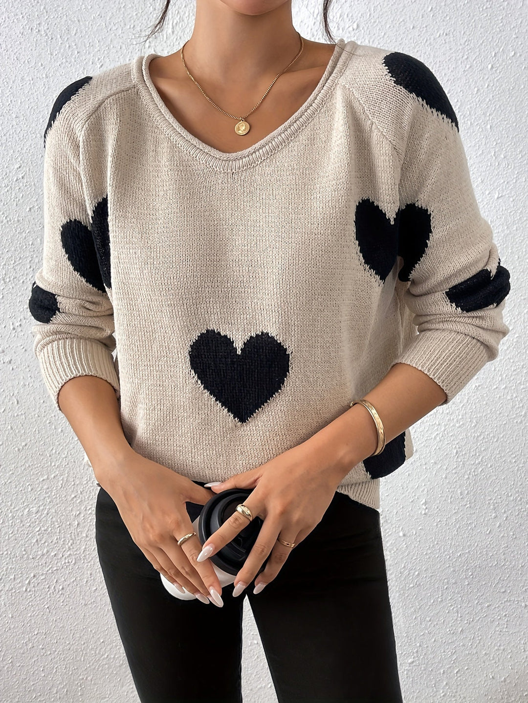 Drune | Pullover mit Herzmuster für romantischen Winterstil