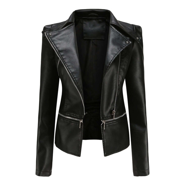 Drune | Damen Slim Fit PU-Leder Motorradjacke