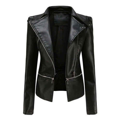 Drune | Damen Slim Fit PU-Leder Motorradjacke