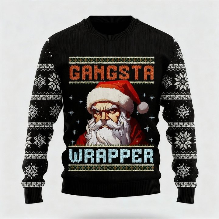 Drune | Künstlerischer Weihnachtsmann Cartoon Design - Schwarzes Feiertags-Ikonen Sweatshirt